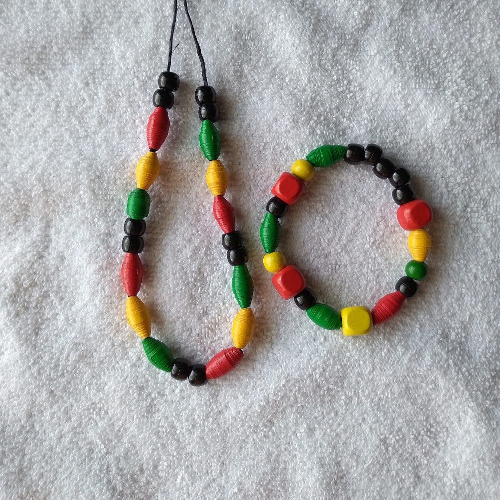 Rasta unisex necklace and bracelet